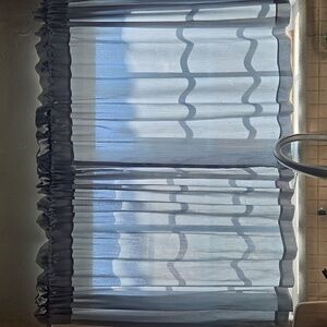 Light Filtering Aqua Curtains For Kitchen or Small Windows, Set Of 2 Panels